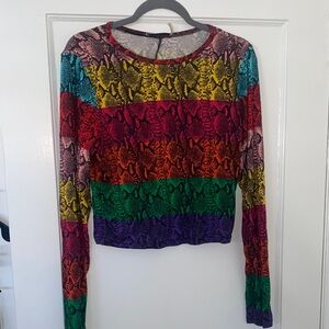 Alice + Olivia Vibrant Striped Long Sleeve Top